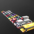 Colorful Model Toy Cars Including Sedans Trucks And Fire Engines On