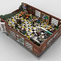 Lego Built Cafe Interior Featuring Minifigures Tables Chairs Counter And Artworks