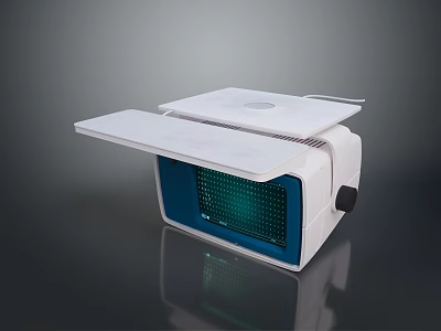 Modern White Lab Equipment With Open Lid Green Grid Display Blue Border And Black Knob 3d model