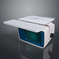 Modern White Lab Equipment With Open Lid Green Grid Display Blue Border And Black Knob