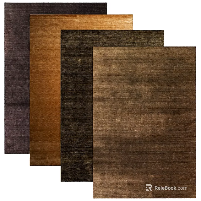 Square Rugs in Brown Purple and Dark Tones with Soft Textured Surface for Interior Design 3d model 