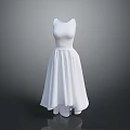 Man Showcasing White Sleeveless Pleated Skirt 3D Model On Gray Background