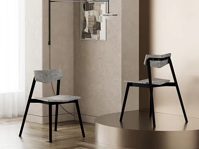 Sleek Modern Dining Chairs With Black Metal Frame And Gray Fabric Seats 3d model
