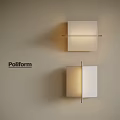 Poliform Modern White Square Wall Sconces Mounted on Beige Wall 3d model