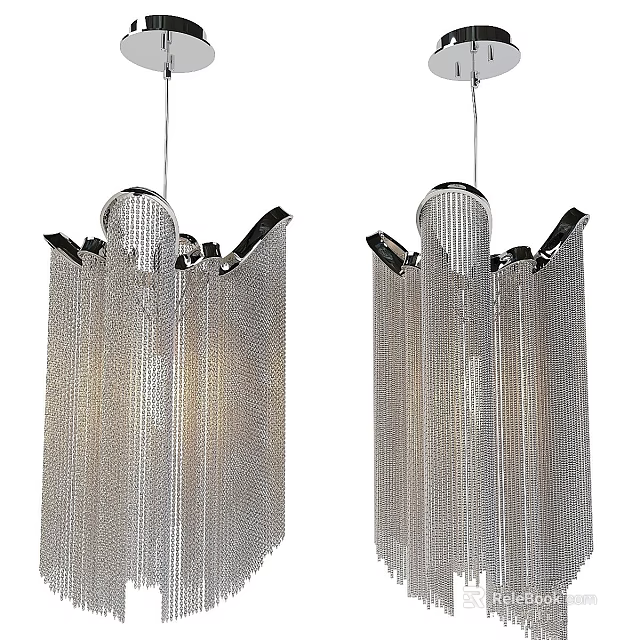 Stylish Modern Metallic Grid Pendant Lights With Chain Design For Interior Decoration 3d model 