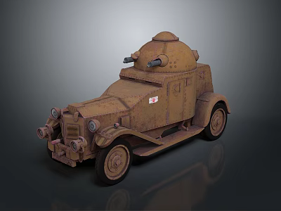 Vintage Armored Military Vehicle With Retro Turret And Historical Design 3d model