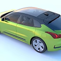 Green Modern Car Design with Sleek Body Black Roof and Silver Wheels
