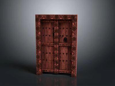 Traditional Dark Wood Cabinet With Intricate Carved Patterns And Double Doors 3d model