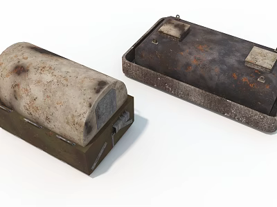 Heavy Duty Rusty Metal Industrial Equipment With Rectangular Covered Storage Design For Industrial Use 3d model