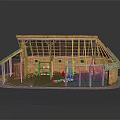 Traditional Thatched Roof Building Structure With Wooden Frame And Rustic Interior