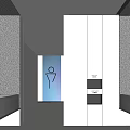 Modern Public Restroom With Clean Interior Mirrors Washbasins Gender Symbols And LED Lighting