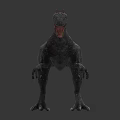 Detailed Dinosaur Model with Open Mouth Spiked Back Standing on Gray Background