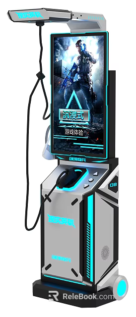 Immersive Wolf Warrior Commando Gaming Machine With Screen Headphones And Illuminated Buttons 3d model