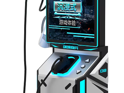 Immersive Wolf Warrior Commando Gaming Machine With Screen Headphones And Illuminated Buttons 3d model