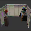 Functional Room Interior With Wooden Cabinet Countertop Wall Decor And Storage