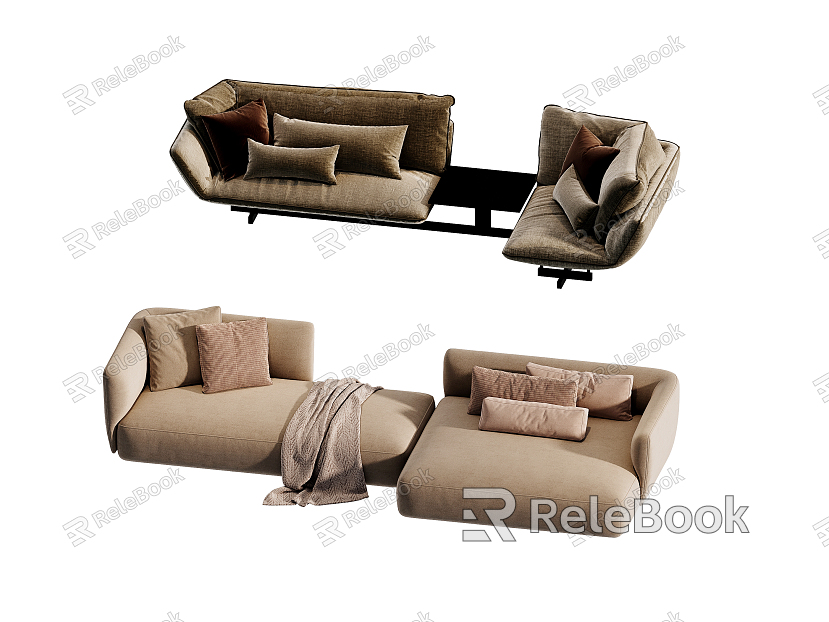 Modern corner sofa multiplayer sofa model