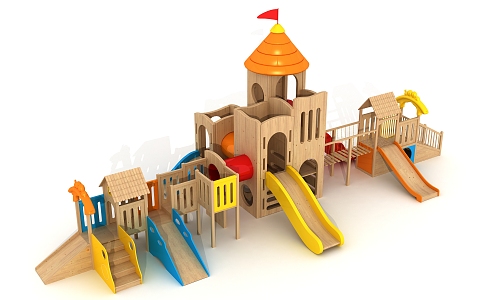 Modern slide wooden slide children'slide physical toys 3d model