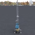 Industrial Crane Equipment With Blue Grab Bucket Yellow Base Metal Frame And Boom Structure