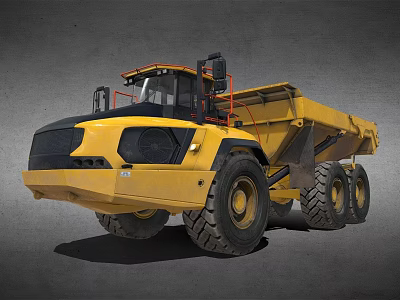 Yellow Heavy Duty Dump Truck With Large Tires And Black Cab For Construction 3d model