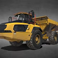 Yellow Heavy Duty Dump Truck With Large Tires And Black Cab For Construction
