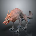 Red Skinned Fantasy Monster With Sharp Teeth Clawed Paws And Long Ears 3d model