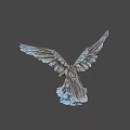 Other Detailed Eagle Sculpture With Spread Wings Green Eyes And Rock Base