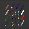 Various Colored Vehicles Including Trucks Cars And Vans Arranged On Gray Background