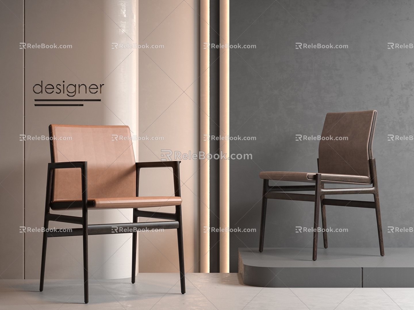 Modern Dining Chair Single Chair Leisure Chair 3d model