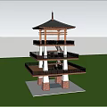 Scenic Multi Level Roadside Facility With Wooden Observation Deck Cherry Blossoms And Sea View