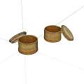 Old round wooden box old objects 3d model