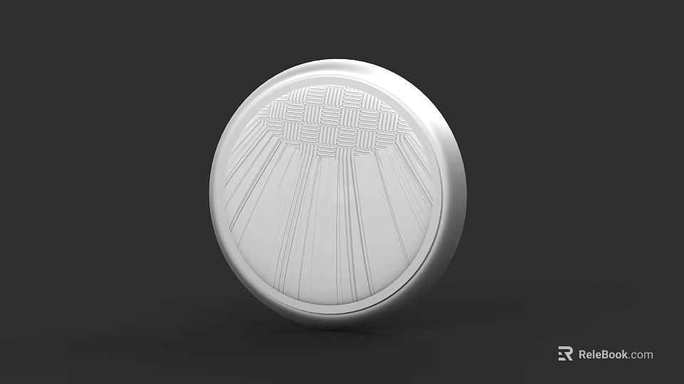 White Circular Car Hubcap With Woven Texture And Radial Lines Design 3d model 