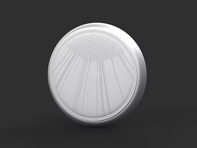White Circular Car Hubcap With Woven Texture And Radial Lines Design 3d model