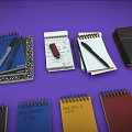 Various Colored Notebooks Including Spiral And Hardcover With Pens For Daily Use