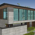 Modern Single Family House Exterior Design With Large Glass Windows And Lush Greenery