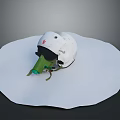 White Military Helmet With Red Emblem And Green Breathing Device As Weapon Equipment