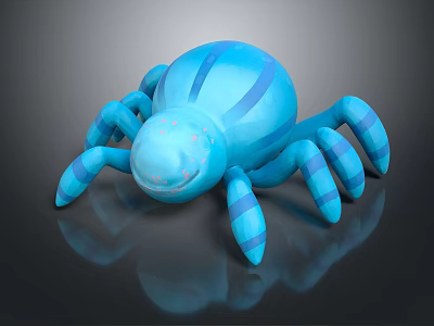 Blue Striped Spider Plush Toy With Round Body And Eight Legs 3d model