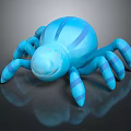 Blue Striped Spider Plush Toy With Round Body And Eight Legs