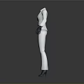 Elegant White Suit With Black Gloves And Blue Shoes Formal Attire