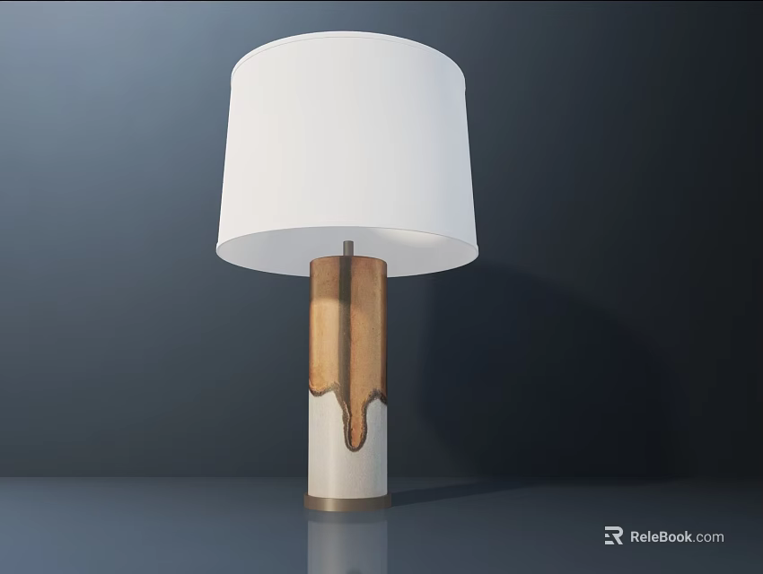 Modern Table Lamp With White Lampshade And Brown Dripping Base Design 3d model