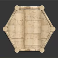 Hexagonal Bamboo Coffee Table With Woven Design Natural Texture And Short Legs 3d model