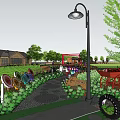 Garden Layout Design With Green Spaces Ponds Buildings Trees And Parking Areas