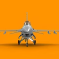 Detailed Silver Fighter Jet Model With Markings On Orange Background 3d model