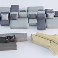 Modern Modular Sofa Set With Gray And Beige Cushions For Versatile Arrangement 3d model