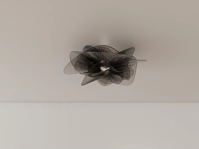 Modern Black Flower Shaped Mesh Ceiling Light With Decorative Petal Design 3d model