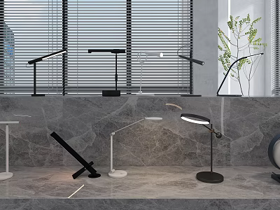 Modern LED Desk Lamps With Adjustable Arms And Minimalist Design For Home Office 3d model