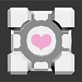 White Cube Structure With Pink Heart Shapes White Blocks And Circular Components On Black Background