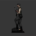 Bearded Miner Character In Vest Holding Pickaxe With Mining Lamp On Stone Base