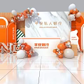 Ping An Bank Private Banking Scene With Welcome Sign Orange White Balloons Marble Backdrop Logo 3d model