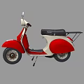 Vintage Red and White Scooter with Black Seat and Rearview Mirrors Classic Design
