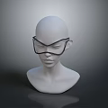 White Mannequin Head Displaying Stylish Black Glasses In Modern Fashion Design
